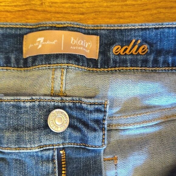 7 For All Mankind b(air) Edie High Waist Straight Leg Frayed Hem Jeans Size 31 - Picture 11 of 15